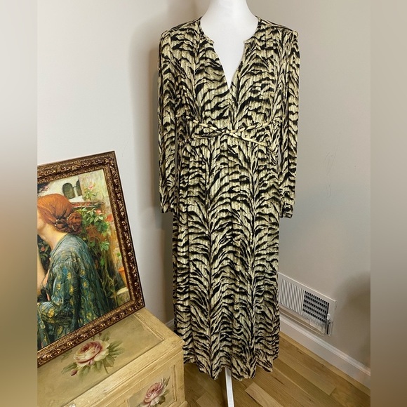ba&sh Jacquard Midi Dress with Tiger Print Medium - Picture 5 of 9